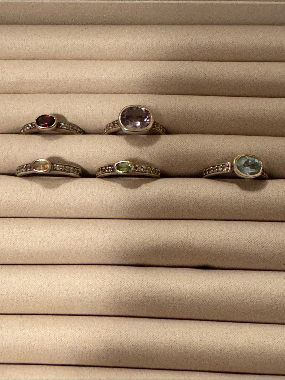 Ross Simon Gold Vermeil 925 Stackable rings. Semi/Precious Stones w/diamonds